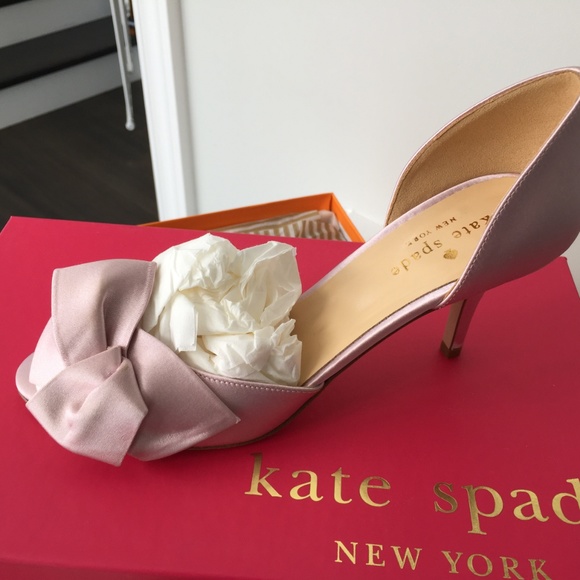 New Kate Spade Pink Satin Sala Heels Size 6.5 - Picture 3 of 7